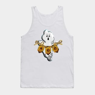 Cute Ghost Halloween Boo orange black ribbon gold spider 3D tridimensional 309 Tank Top